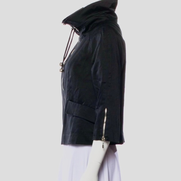 Neiman Marcus Cropped Jacket Moto Style Zip - Picture 9 of 11